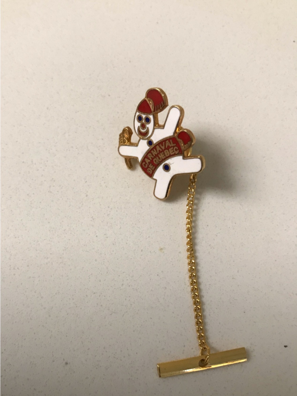 Kids Red & White Snowman Carnaval de Quebec Lapel Pin